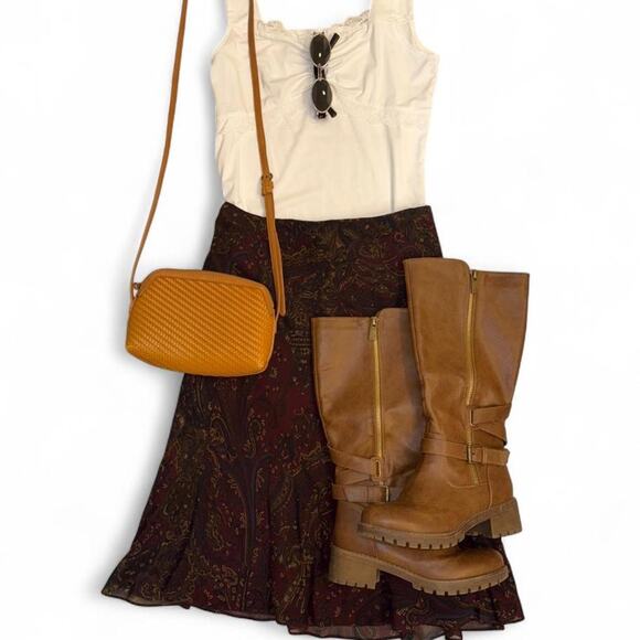 Ralph Lauren Dresses & Skirts - Vintage Vtg Ralph Lauren boho western fairycore paisley silk midi skirt